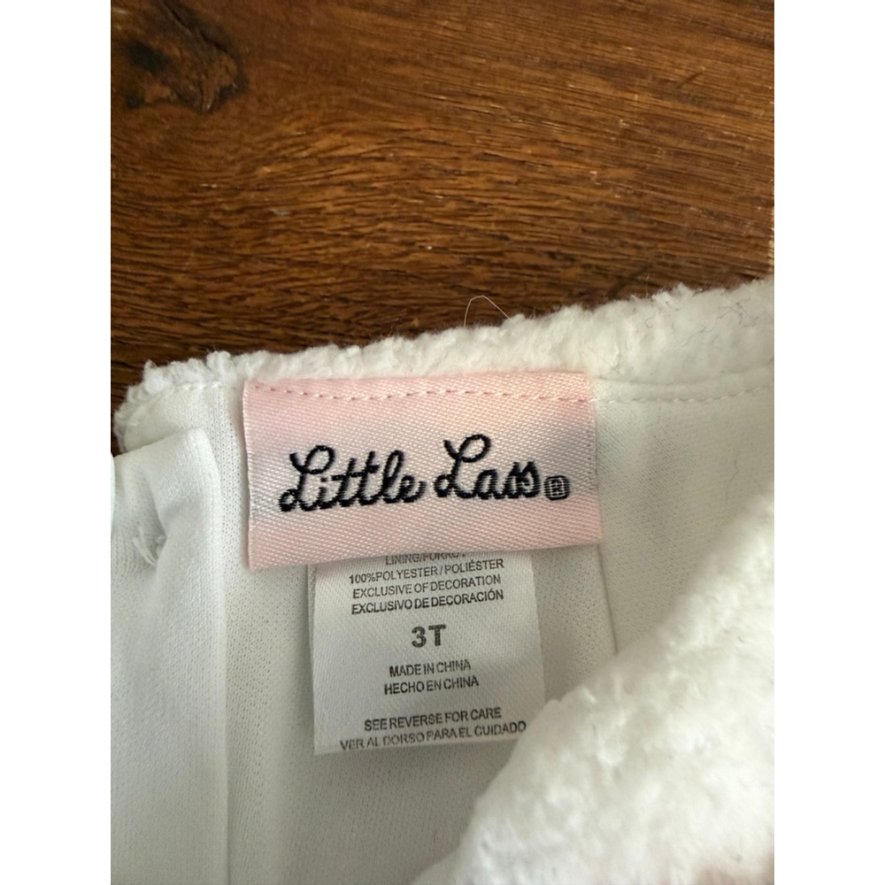 Little Lass Girls 3T Bear Face Faux Fur Pink Tulle Dress Holiday Party - Picture 5 of 6
